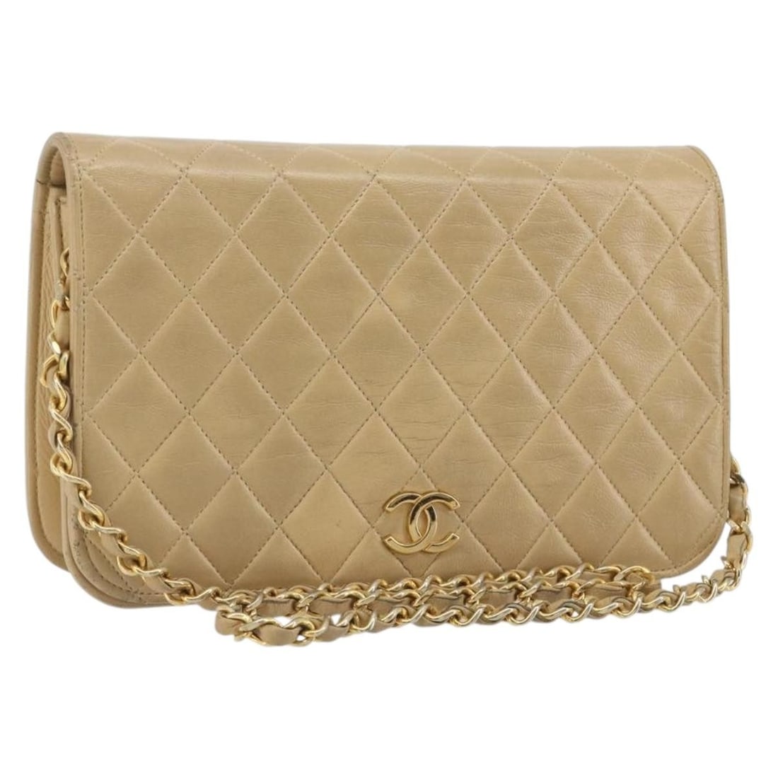 CHANEL Matelasse Lamb Skin Shoulder Bag Beige Gold Tone CC Card: CHANEL Matelasse Lamb Skin Shoulder Bag Beige Gold Tone CC Card Chanel Matelasse chain shoulder bag in beige and gold, made from lamb skin. It features a shoulder bag style and comes with a guarantee 
