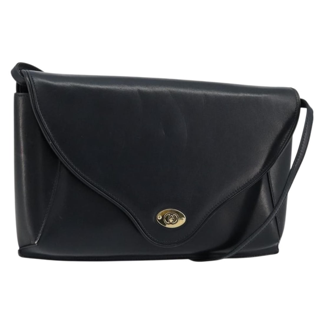 Gucci Leather Shoulder Bag Navy Gold Tone Italy: Gucci Leather Shoulder Bag Navy Gold Tone Italy This Gucci shoulder bag is crafted from leather in a navy and gold color combination. Made in Italy, it features a shoulder strap with an approximate dr