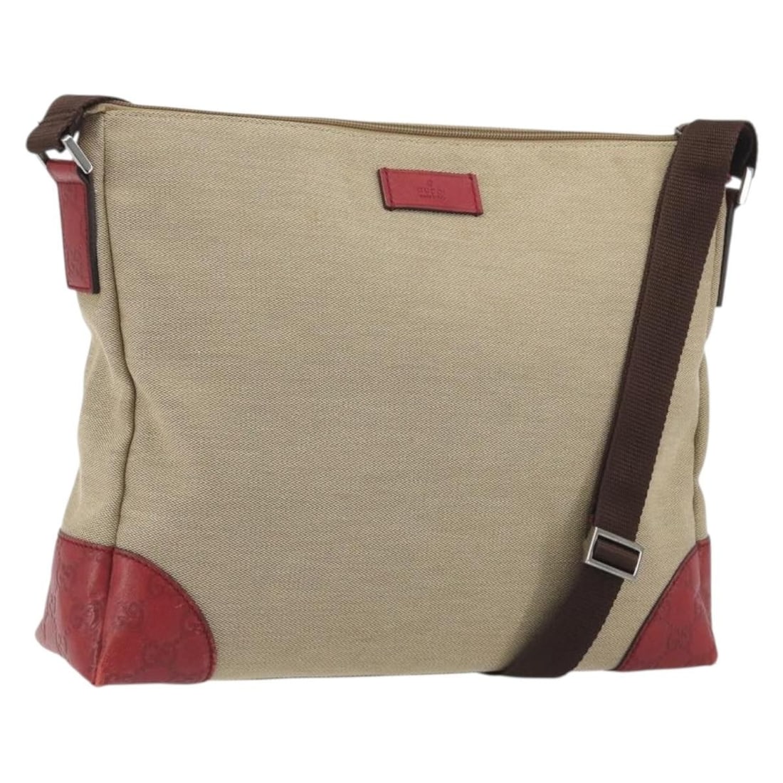 GUCCI 257301 Guccissima GG Canvas Shoulder Bag Beige Red: GUCCI 257301 Guccissima GG Canvas Shoulder Bag Beige Red Gucci Guccissima shoulder bag in beige and red canvas, made in Italy. This women's bag features an adjustable shoulder strap with a drop of app