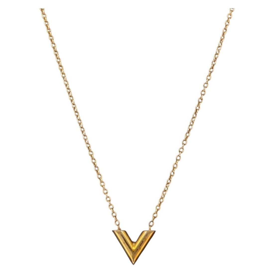 Louis Vuitton M61083 Essential V Gold Tone Necklace (1 of 15)