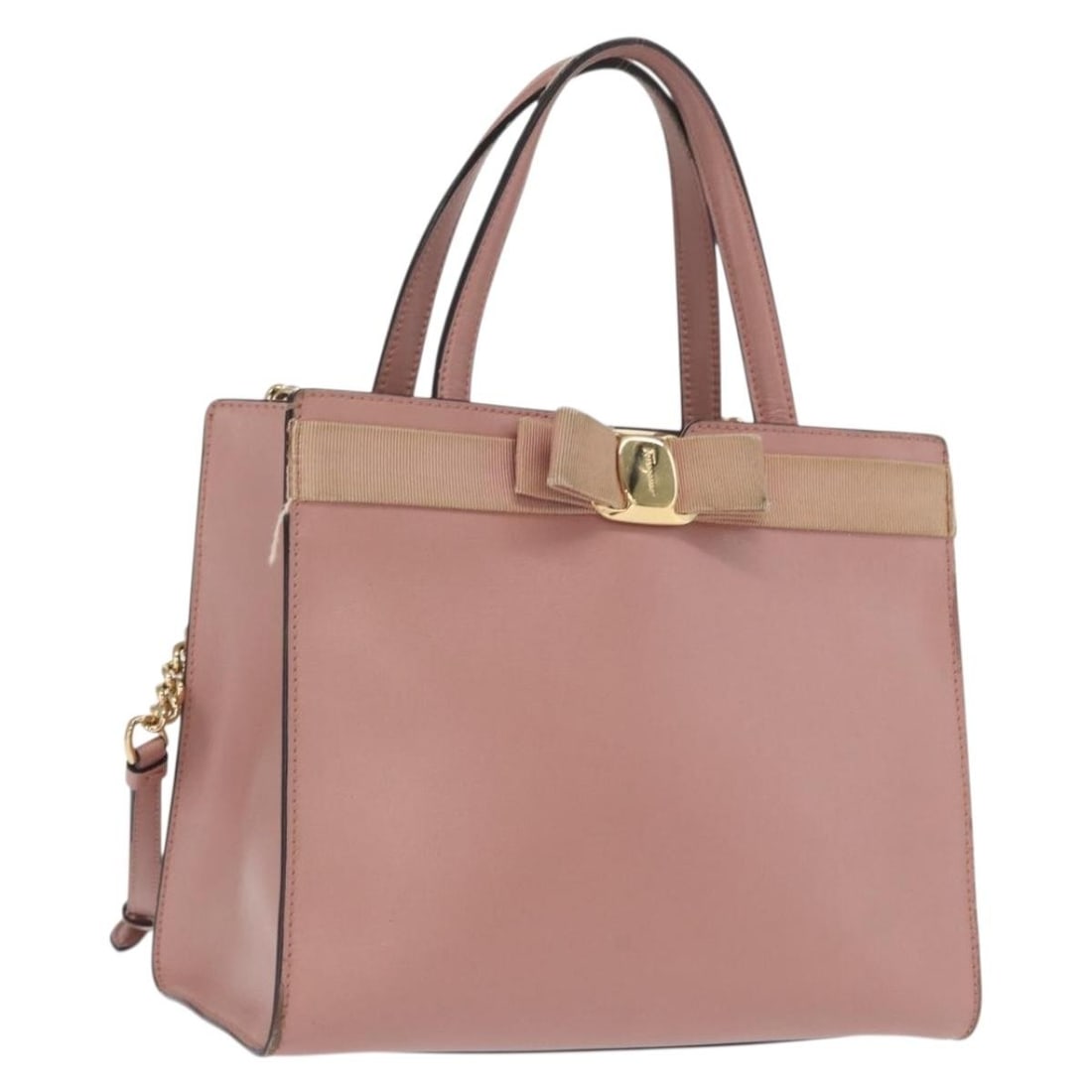 Salvatore Ferragamo Vala 2way Leather Handbag Pink Gold: Salvatore Ferragamo Vala 2way Leather Handbag Pink Gold Salvatore Ferragamo Vala handbag in pink leather with gold-tone hardware. This 2-way style is made in Italy and measures approximately 25 cm W x