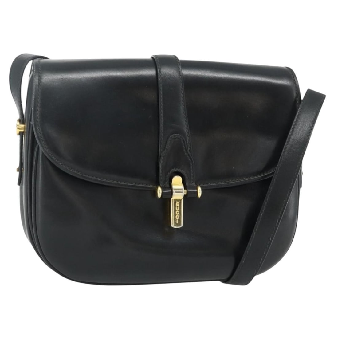 Gucci Leather Shoulder Bag Black with Gold Tone Hardware: Gucci Leather Shoulder Bag Black with Gold Tone Hardware Gucci shoulder bag in black and gold leather, made in Italy. This women's bag measures approximately 21 cm W x 19 cm H x 5 cm D, with a shoulde