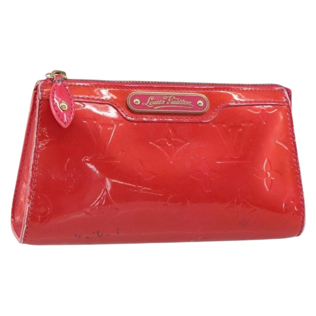 Pink Monogram Vernis Rose Pop Cosmetic Pouch by Louis Vuitton M93647: Pink Monogram Vernis Rose Pop Cosmetic Pouch by Louis Vuitton M93647 This is a Louis Vuitton Monogram Vernis cosmetic pouch in Pink Rose Pop patent leather. The pouch features a compact design ideal f