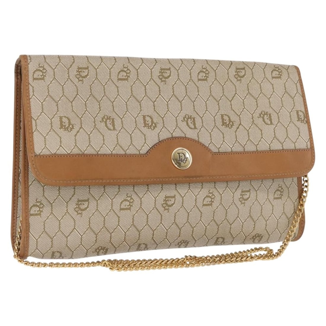 Christian Dior Honeycomb Pattern PVC Beige and Gold Shoulder Purse: Christian Dior Honeycomb Pattern PVC Beige and Gold Shoulder Purse This Christian Dior shoulder bag features the iconic honeycomb canvas in beige and gold tones, complemented by PVC leather accents. D