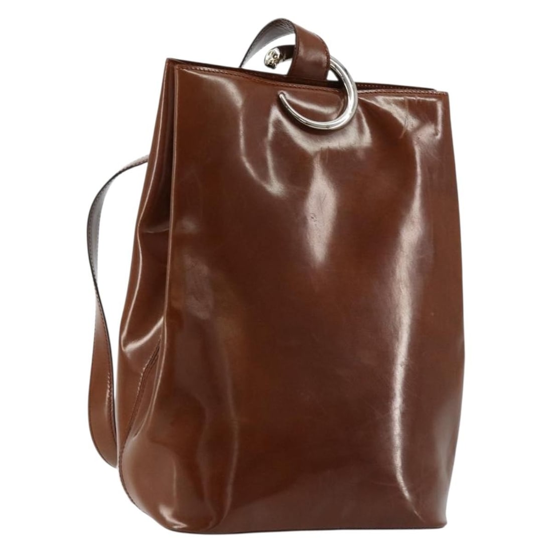 Cartier Panthere Brown Patent Leather Shoulder Bag Silver Tone: Cartier Panthere Brown Patent Leather Shoulder Bag Silver Tone Cartier Panthere shoulder bag in brown patent leather with silver-tone hardware. Made in France, this bag measures approximately W20 cm x