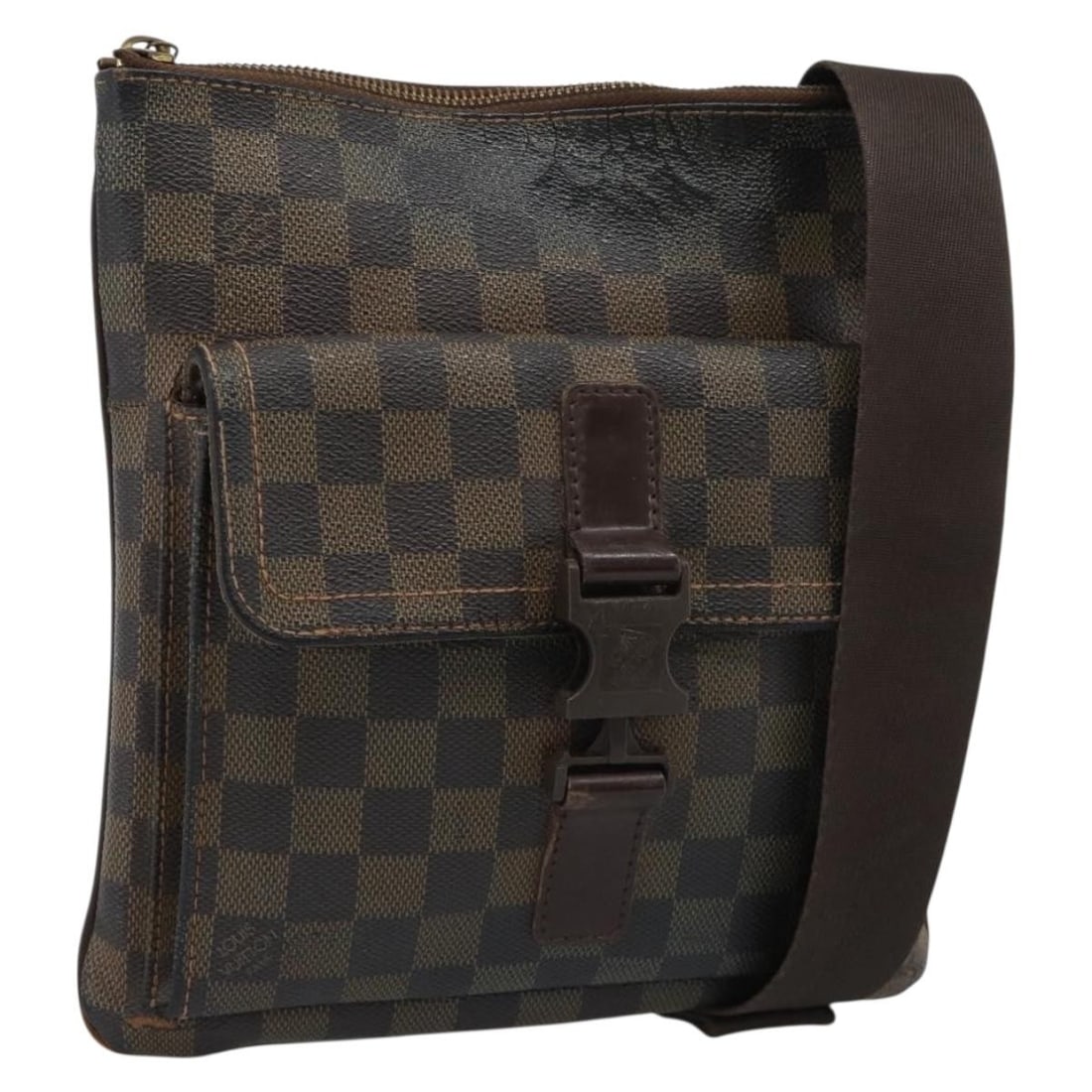 Louis Vuitton N51127 Pochette Merwiel Damier Ebene Shoulder Bag: Louis Vuitton N51127 Pochette Merwiel Damier Ebene Shoulder Bag Louis Vuitton Damier Ebene Pochette Merwiel shoulder bag in Damier Ebene canvas, made in France. This pre-owned bag features a shoulder 