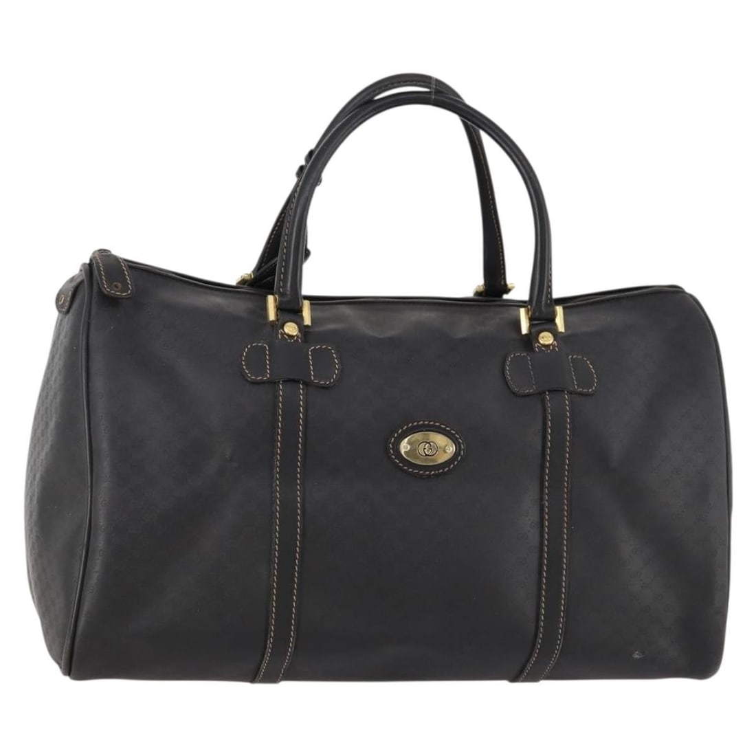 GUCCI Micro GG Canvas Boston Bag Black Gold Padlock Key: GUCCI Micro GG Canvas Boston Bag Black Gold Padlock Key Gucci Boston bag in black and gold Micro Small GG Canvas, made in Italy. It comes with a padlock, key, and clochette. The bag is a women's style