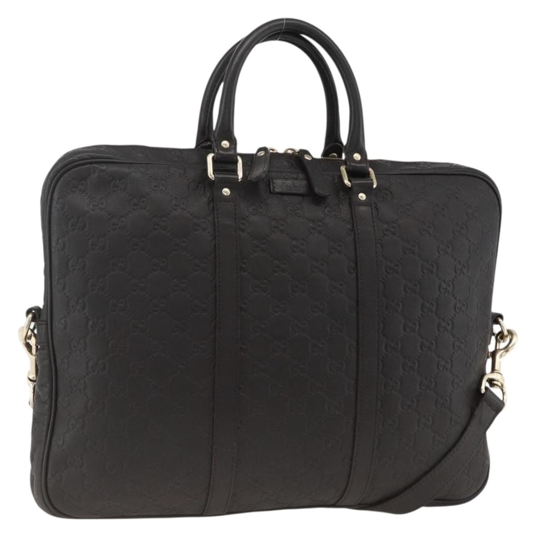 Gucci Guccissima Black Leather GG Canvas Shoulder and Handbag 208463: Gucci Guccissima Black Leather GG Canvas Shoulder and Handbag 208463 This GUCCI GG Canvas Guccissima 2-way bag features a black and gold color scheme with leather and GG canvas materials. Designed for