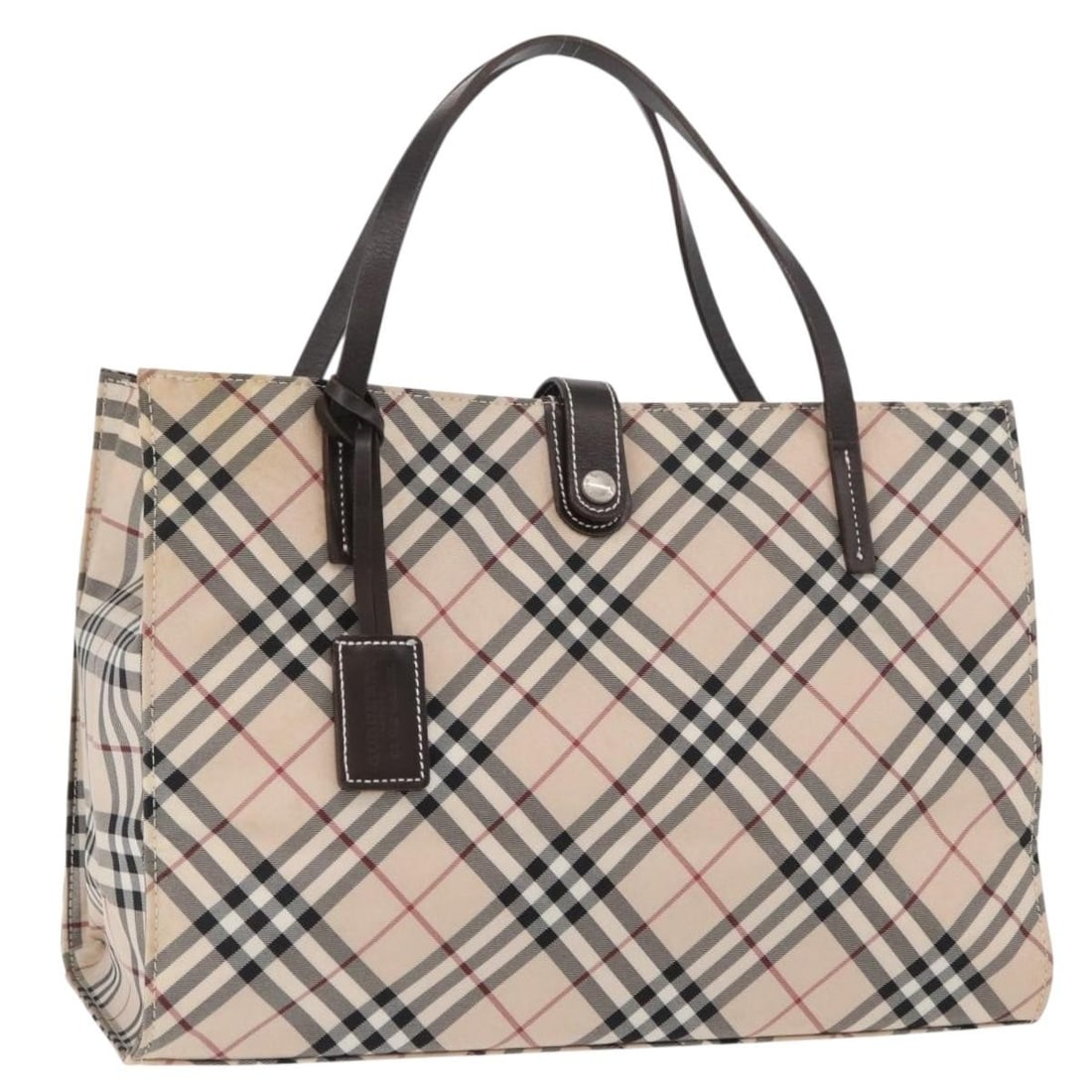 Burberry Blue Label Beige Nylon Handbag Japan: Burberry Blue Label Beige Nylon Handbag Japan This BURBERRY Nova Check Blue Label handbag is crafted from beige and silver nylon and designed for women. Made in Japan, the bag features a classic Nova 