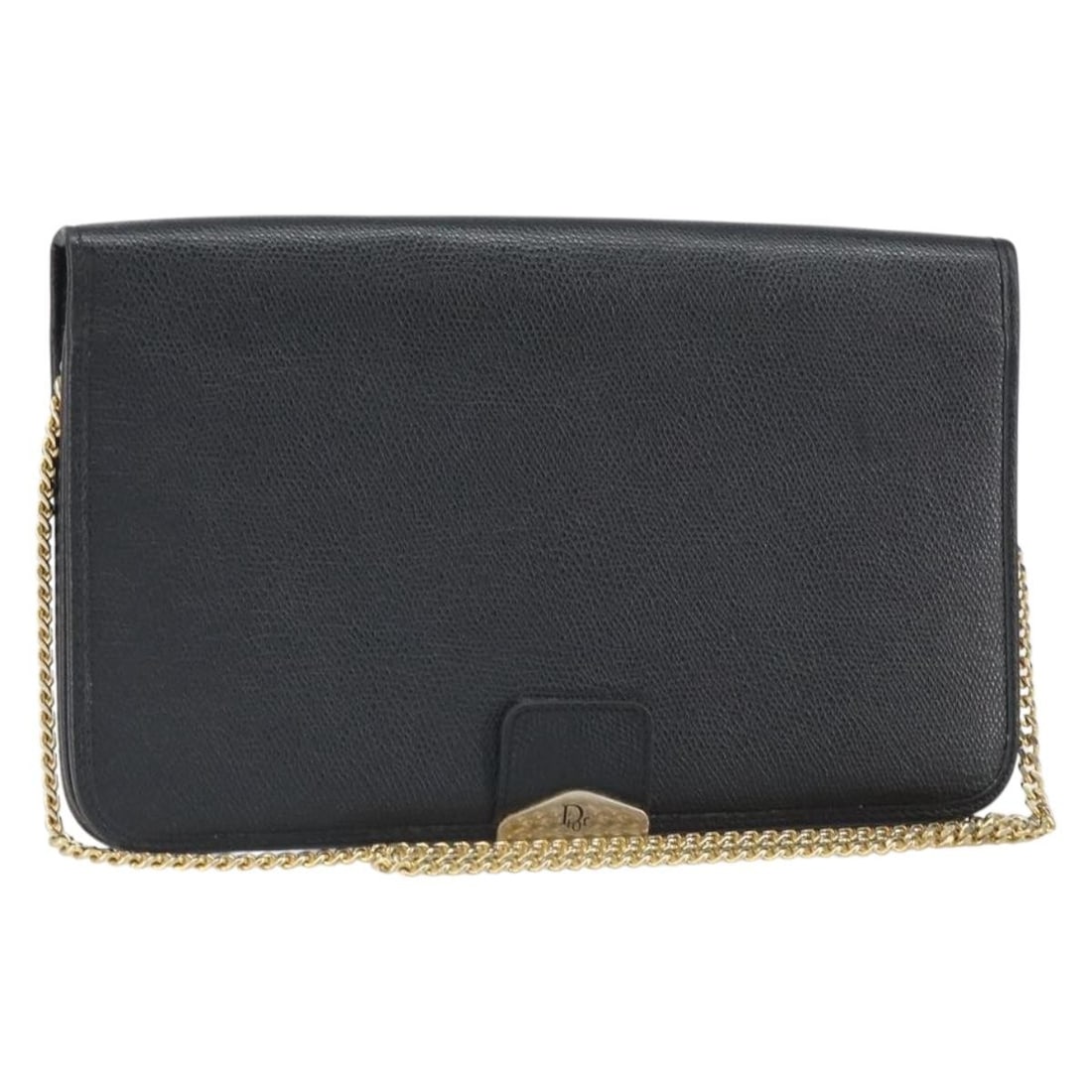 Christian Dior Leather Shoulder Bag Black with Gold Chain: Christian Dior Leather Shoulder Bag Black with Gold Chain Christian Dior shoulder bag in black and gold leather, made in France. The bag measures approximately 25 cm wide, 16 cm high, and 1 cm deep, w