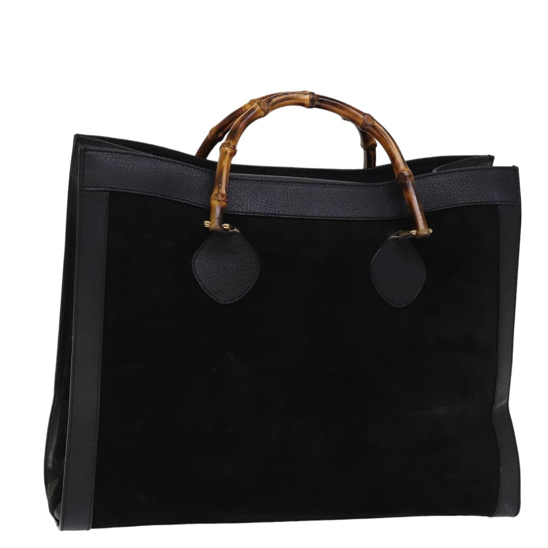 Gucci Bamboo suede black tote bag Italy 002 1186 0259: Gucci Bamboo suede black tote bag Italy 002 1186 0259 This GUCCI Bamboo Tote Bag is crafted from black suede and features bamboo handles. Made in Italy, it is designed for women and offers a spacious 