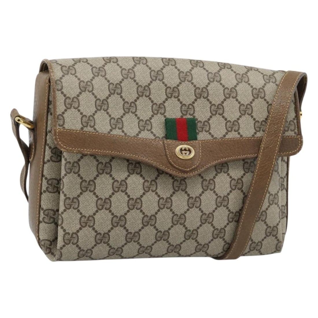 Gucci 904 02 084 GG Supreme Web Shoulder Bag Beige Gold PVC: Gucci 904 02 084 GG Supreme Web Shoulder Bag Beige Gold PVC This Gucci shoulder bag is crafted from PVC leather and GG canvas in a beige and gold colorway. Made in Italy, it features a shoulder strap 