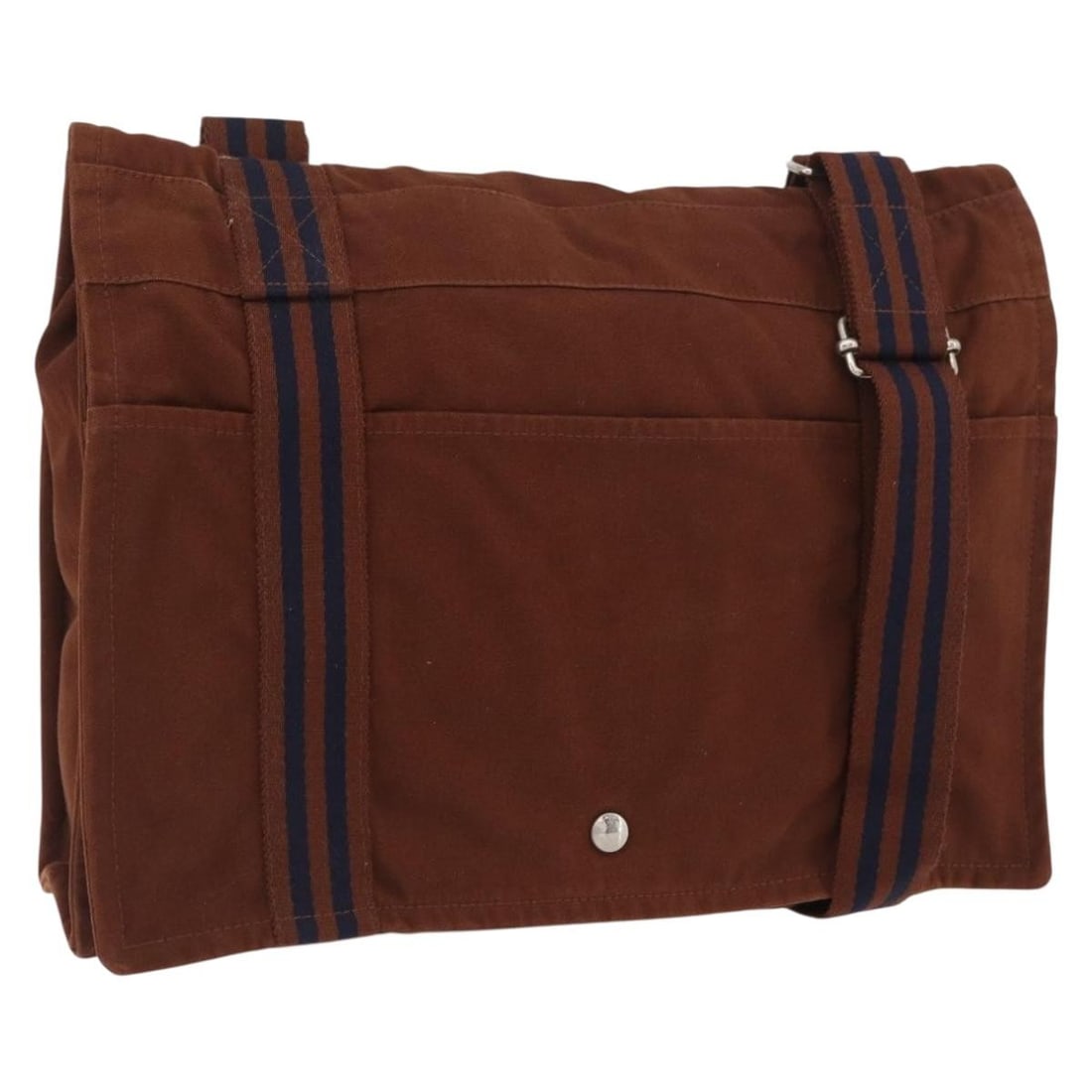 Hermes Fourre Tout Brown Silver Cotton Shoulder Bag: Hermes Fourre Tout Brown Silver Cotton Shoulder Bag This Hermes Fourre Tout shoulder bag is crafted from brown cotton with silver-tone accents. Designed for women, it offers a spacious interior and an