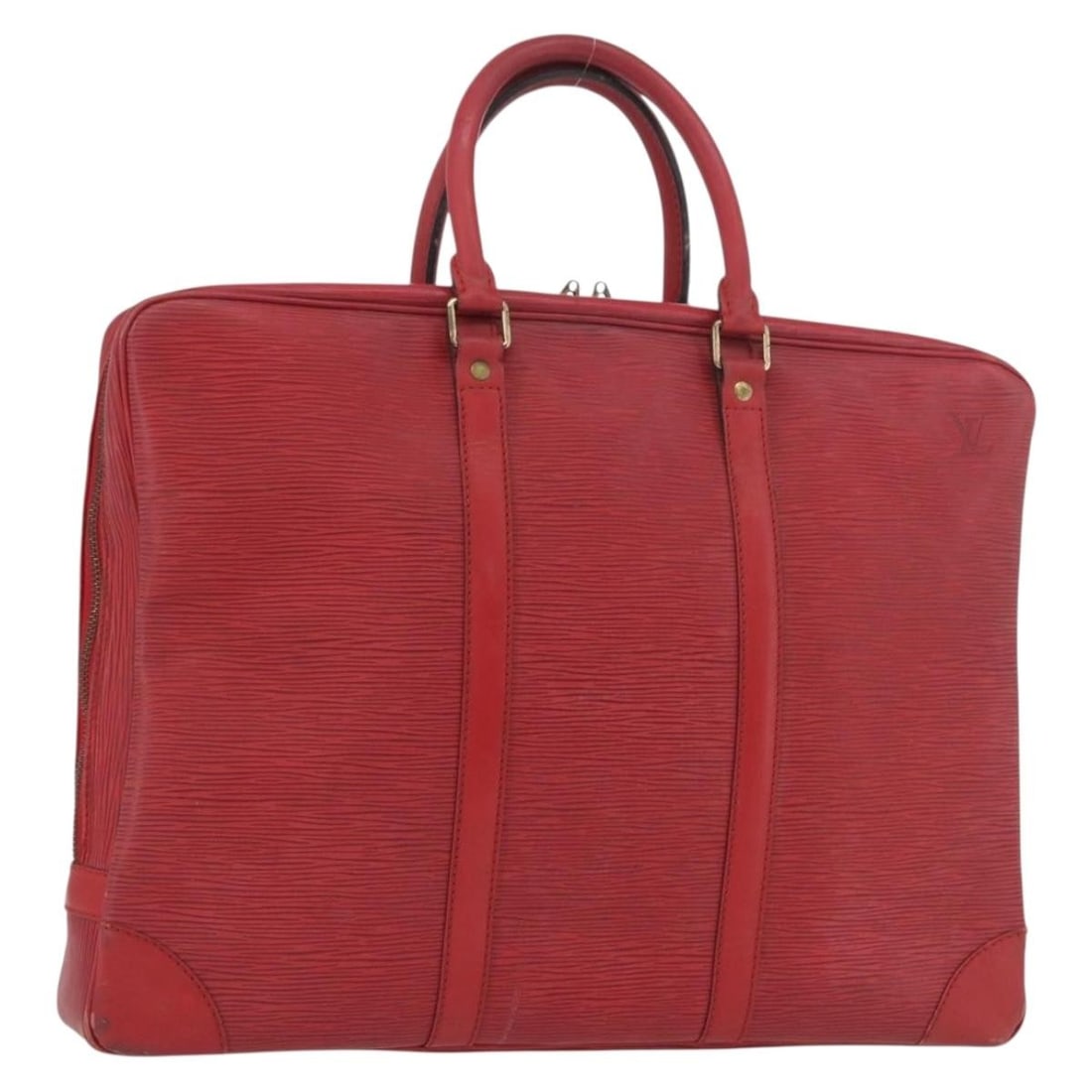 Red Epi Leather Louis Vuitton Porte Documents Voyage Business Bag M54477: Red Epi Leather Louis Vuitton Porte Documents Voyage Business Bag M54477 This Louis Vuitton Epi Porte Documents Voyage business bag features a striking red Epi leather exterior with a structured silho