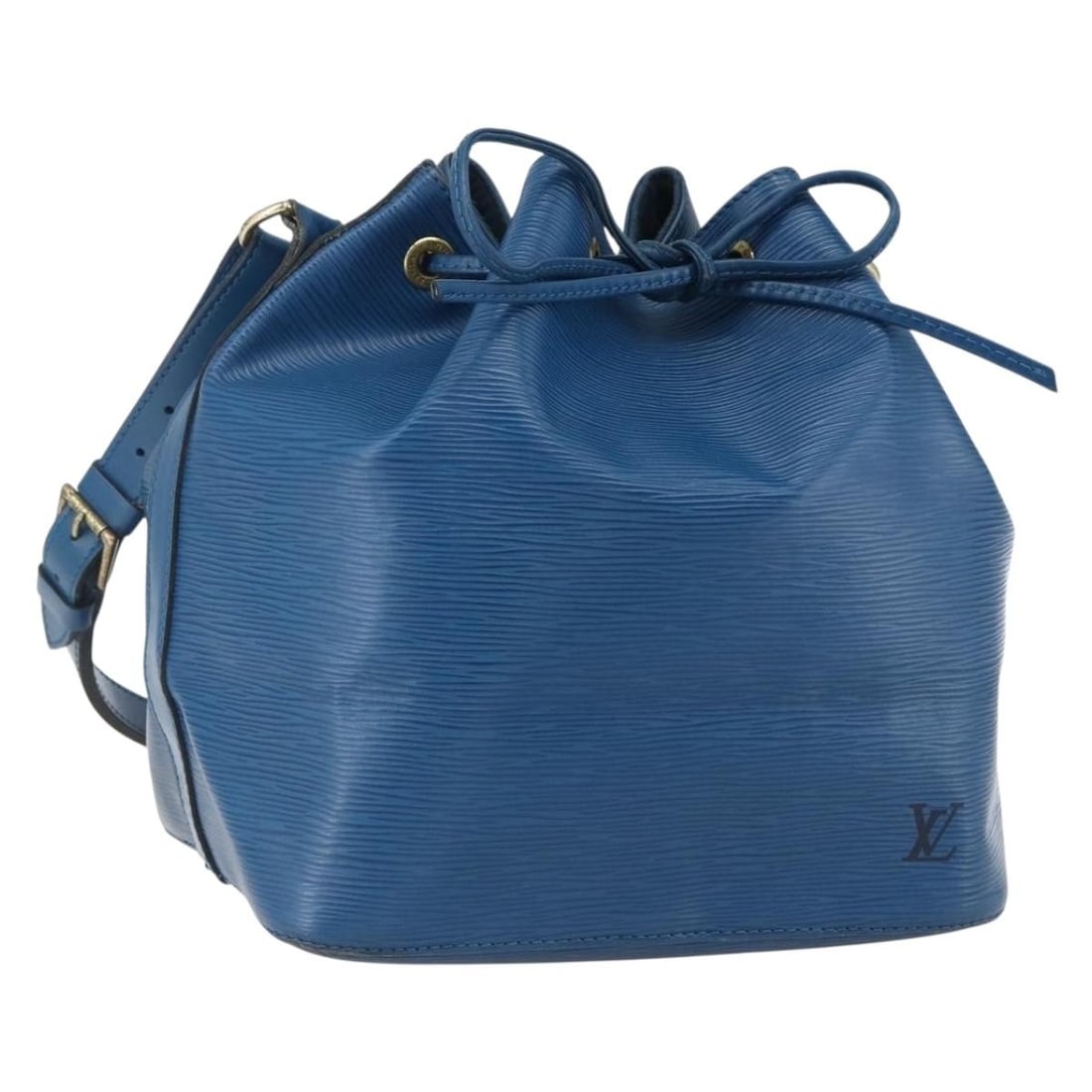 Louis Vuitton Petit Noe Blue Epi Leather Shoulder Bag M44105: Louis Vuitton Petit Noe Blue Epi Leather Shoulder Bag M44105 This Louis Vuitton Petit Noe shoulder bag is crafted from blue Epi leather and features an adjustable shoulder strap. The bag is designed f