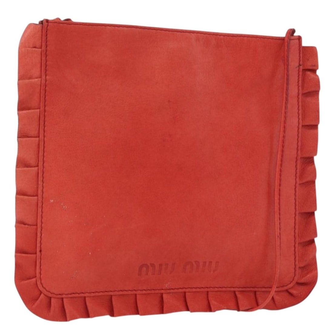 Miu Miu Red Leather Shoulder Bag Silver Tone Made in Italy: Miu Miu Red Leather Shoulder Bag Silver Tone Made in Italy Red leather shoulder bag by Miu Miu with silver-tone detailing. Made in Italy, this women's bag is offered without the original box or dust b