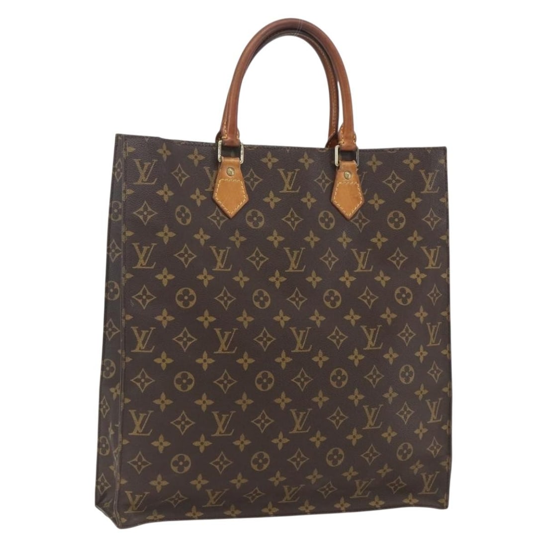 Louis Vuitton Sac Plat Monogram Canvas Handbag Model M51140 France: Louis Vuitton Sac Plat Monogram Canvas Handbag Model M51140 France This Louis Vuitton Monogram Sac Plat handbag features the iconic monogram canvas exterior. The bag is made in France and is designed 