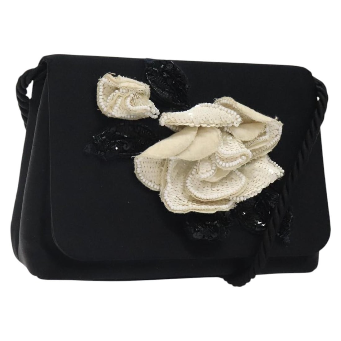 CHANEL CC Silk Shoulder Bag Black Gold Tone Italy: CHANEL CC Silk Shoulder Bag Black Gold Tone Italy A CHANEL shoulder bag in black and gold silk, made in Italy. It features a shoulder drop of approximately 55 cm (21.7 in) and measures approximately W
