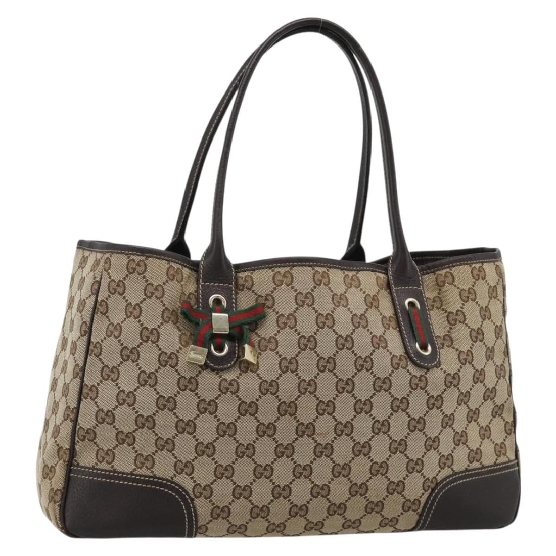 Gucci 163805 GG Canvas Tote Beige Gold Web Sherry Bag: Gucci 163805 GG Canvas Tote Beige Gold Web Sherry Bag Gucci tote bag in beige and gold GG canvas from the Sherry Line. This women's bag is made in Italy and features a structured tote silhouette with 
