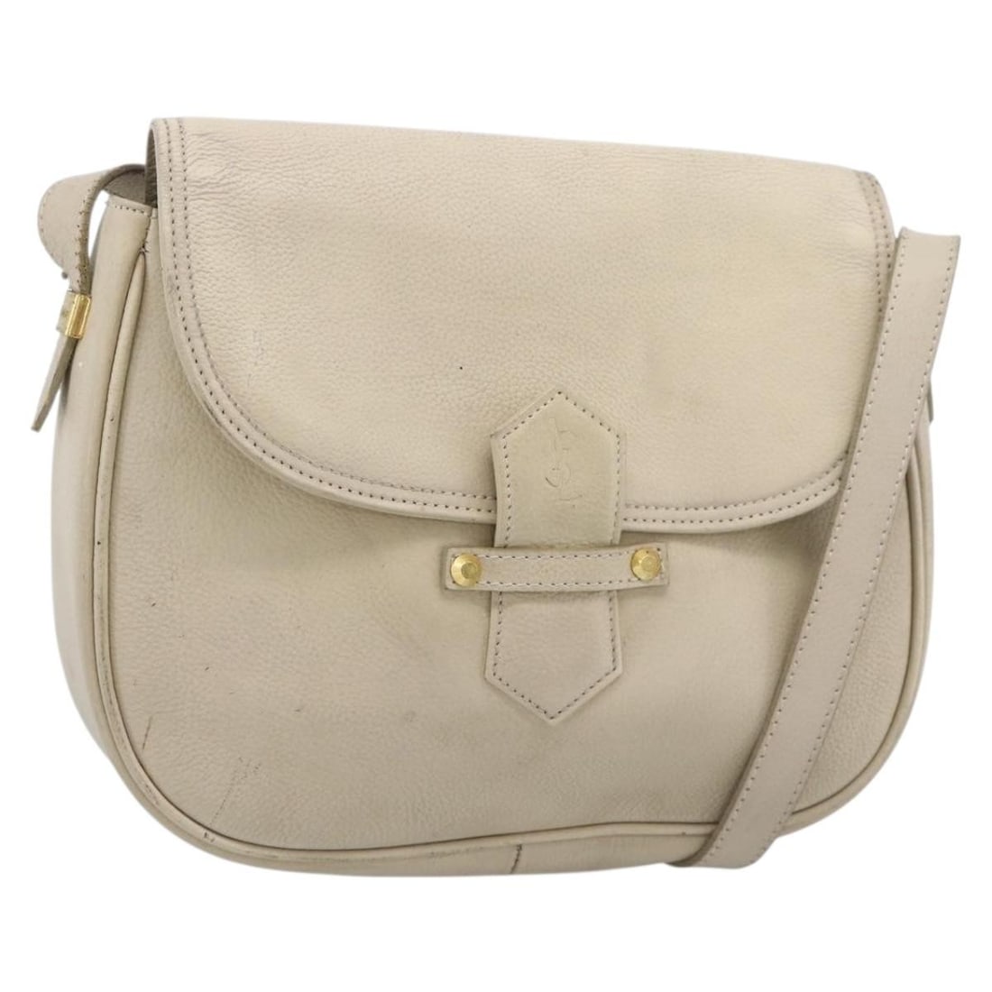 SAINT LAURENT Beige Leather Shoulder Bag Gold Tone: SAINT LAURENT Beige Leather Shoulder Bag Gold Tone Saint Laurent women's shoulder bag in beige leather with gold-tone detailing. This Italy-made bag features a structured shoulder silhouette and an ad