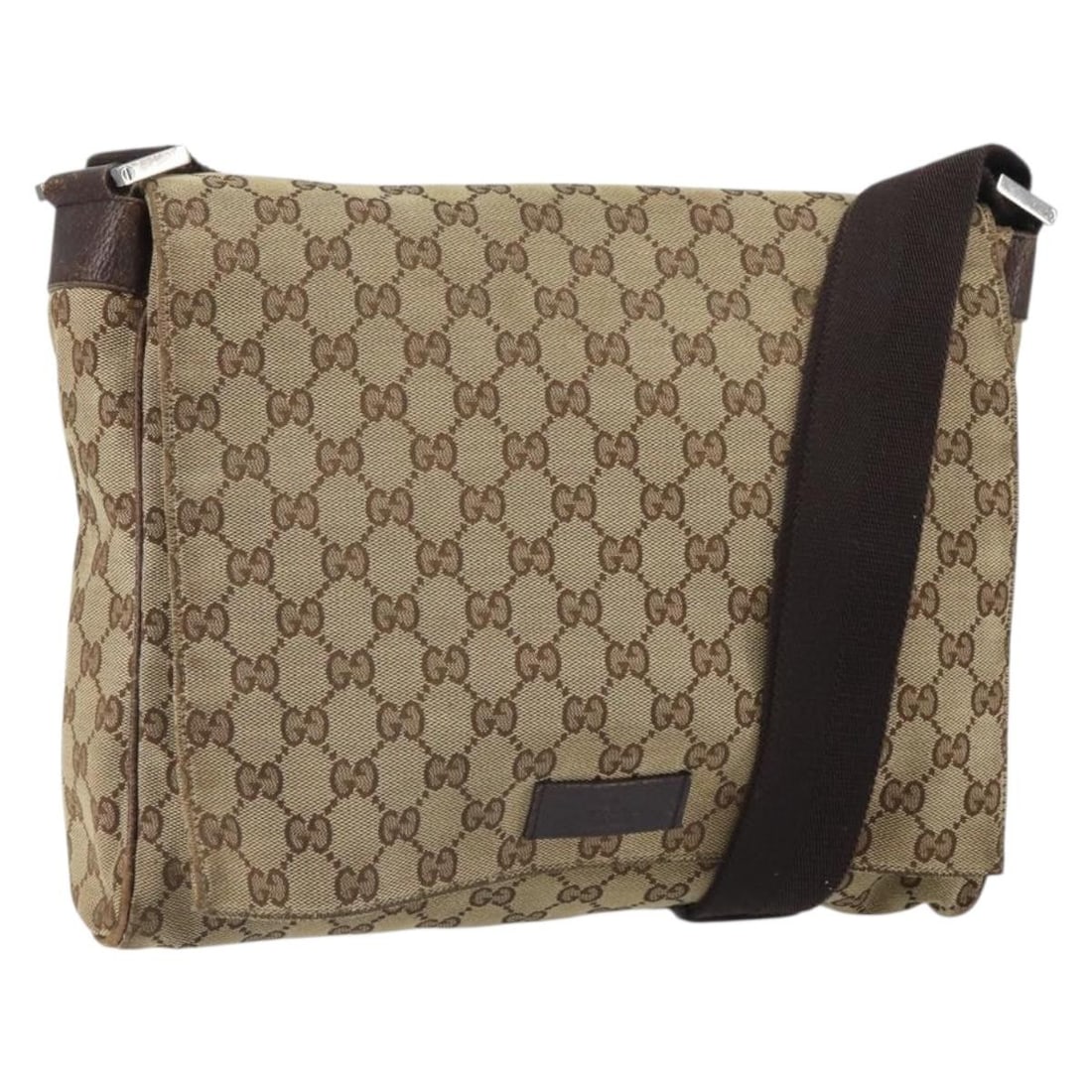 Beige Silver GG Canvas Gucci Shoulder Bag Italy 146236: Beige Silver GG Canvas Gucci Shoulder Bag Italy 146236 This Gucci shoulder bag features the signature GG canvas in beige and silver tones. Crafted in Italy, the bag measures approximately 11.8 inches 