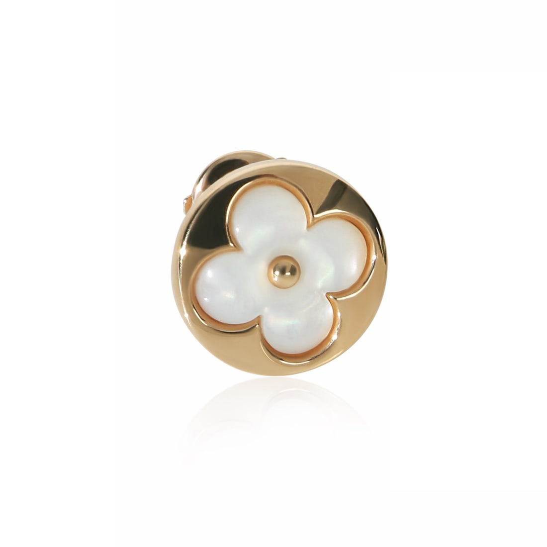 Louis Vuitton Color Blossom BB Sun Rose Gold MOP Single Earring: Louis Vuitton Color Blossom BB Sun Rose Gold MOP Single Earring Pre-owned Louis Vuitton Color Blossom BB Sun single earring featuring mother of pearl set in 18k rose gold. This unisex piece includes a