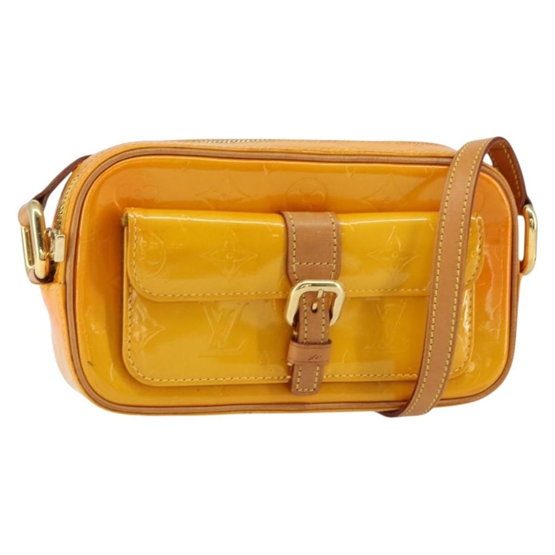 Louis Vuitton Christy MM Vernis Shoulder Bag Jaune M91108 (1 of 18)