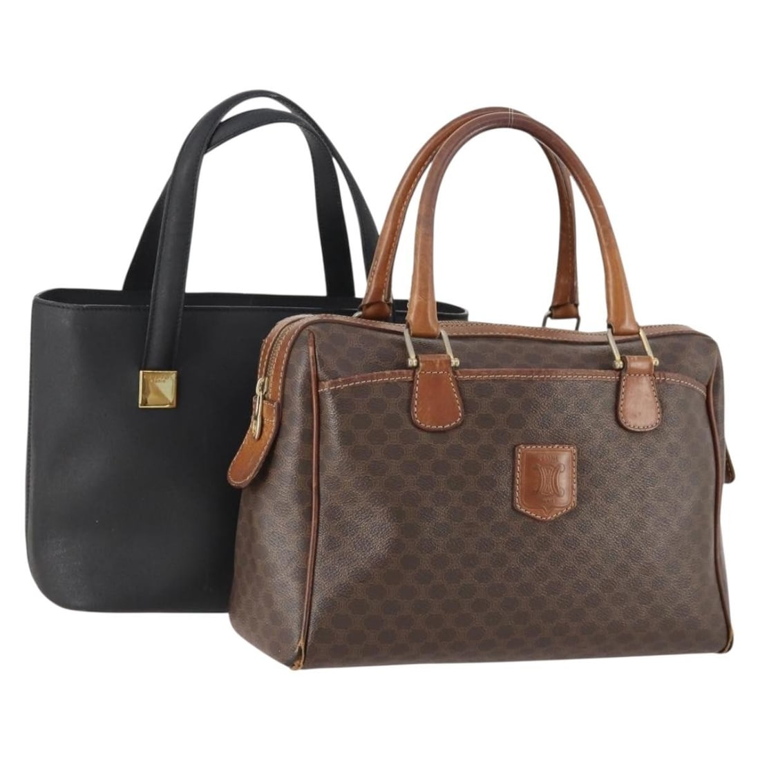 Set of 2 Celine Macadam Canvas and PVC Leather Handbags Brown Navy (1 of 17)