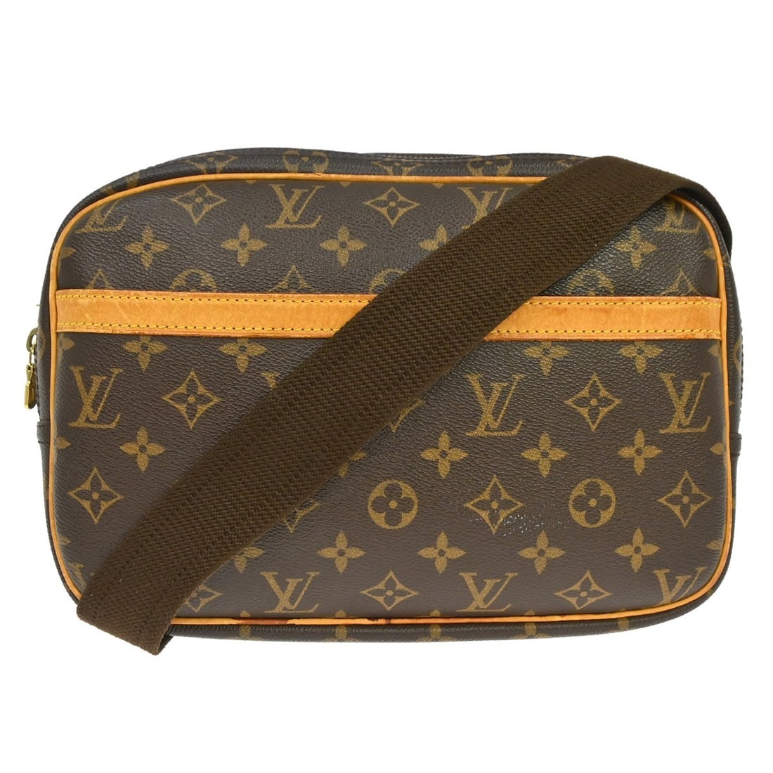 Louis Vuitton Reporter PM Monogram Crossbody Bag M45254 France: Louis Vuitton Reporter PM Monogram Crossbody Bag M45254 France Vintage Louis Vuitton Reporter PM messenger shoulder bag in brown Monogram canvas with leather trim. This small crossbody style features 