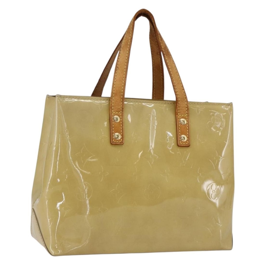 Louis Vuitton Reade PM Monogram Vernis Beige Patent Leather Handbag M91334: Louis Vuitton Reade PM Monogram Vernis Beige Patent Leather Handbag M91334 This LOUIS VUITTON Reade PM handbag features the Monogram Vernis line in beige patent leather. It is crafted in France and sh