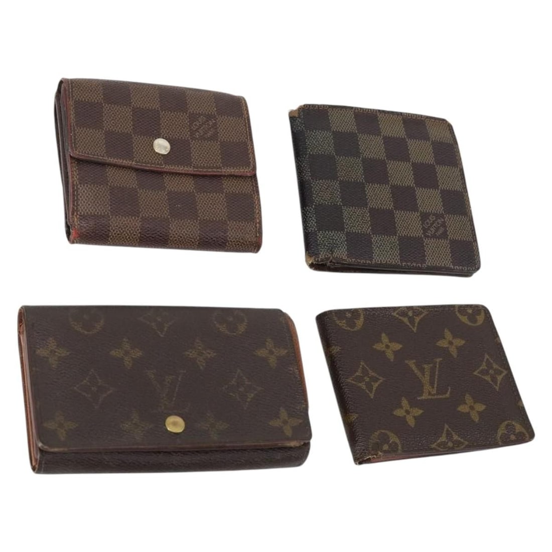 LOUIS VUITTON Monogram Damier Wallet 4 Piece Set Authentic: LOUIS VUITTON Monogram Damier Wallet 4 Piece Set Authentic This Louis Vuitton Monogram Damier Wallet 4Set is a stylish accessory crafted from high-quality Monogram Canvas. The wallet showcases the ico