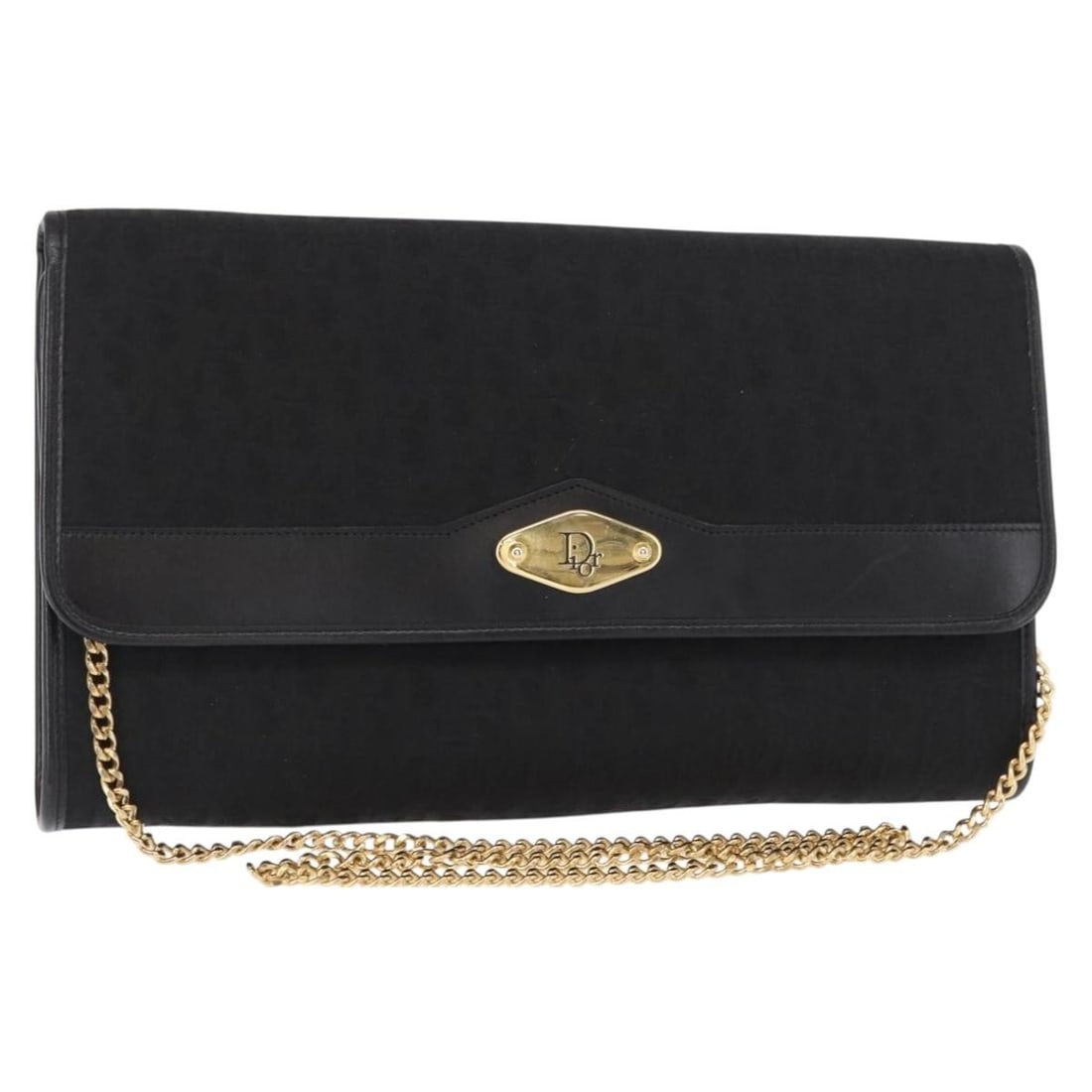 Christian Dior Trotter Shoulder Bag in Black Gold Canvas Chain Strap: Christian Dior Trotter Shoulder Bag in Black Gold Canvas Chain Strap Christian Dior Trotter Canvas Chain Shoulder Bag in black and gold, made in France. It includes a dust bag and has a shoulder bag s