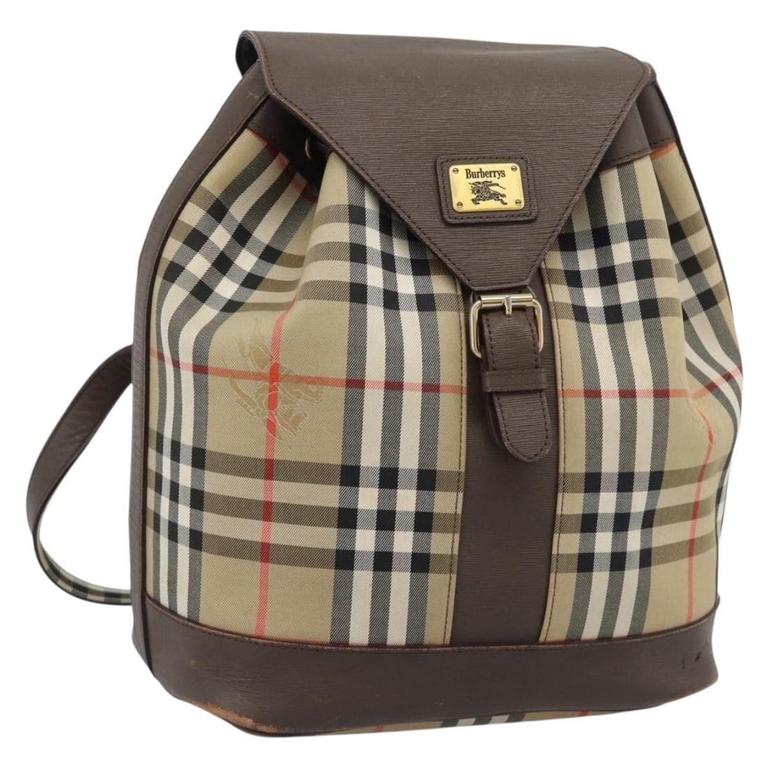 Burberrys canvas backpack in beige and gold made in Italy: Burberrys canvas backpack in beige and gold made in Italy Burberrys Nova Check backpack in beige and gold canvas, made in Italy. This women's backpack measures approximately 26 cm W x 30 cm H x 15 cm 