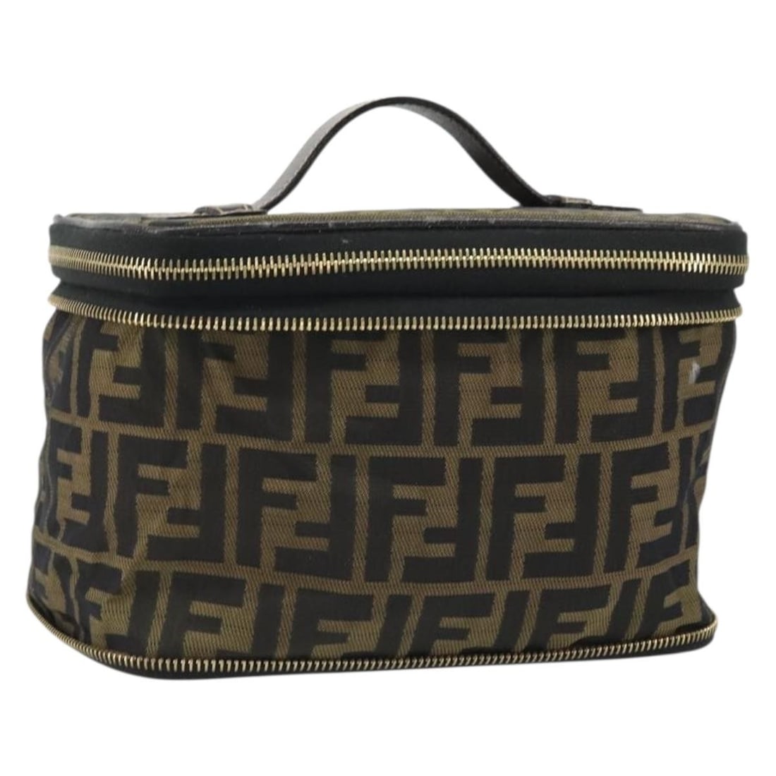 Fendi Zucca Canvas Vanity Hand Bag Brown Black Italy: Fendi Zucca Canvas Vanity Hand Bag Brown Black Italy Fendi vanity handbag in brown and black Zucca canvas, made in Italy. This women's handbag is offered as the item only; box and dust bag are not inc