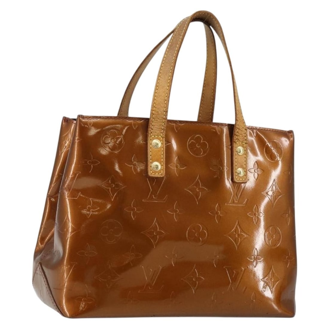 Louis Vuitton Reade PM Bronze Monogram Vernis Tote: Louis Vuitton Reade PM Bronze Monogram Vernis Tote This Louis Vuitton Monogram Vernis Reade PM handbag in bronze patent leather is crafted in France and designed for women. The bag features a structur