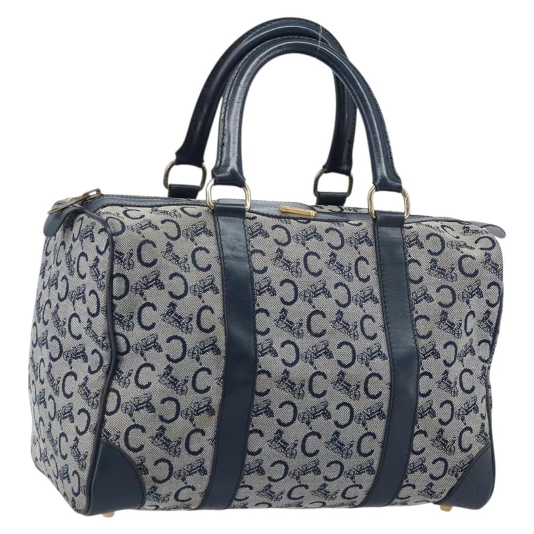 Celine Sulky Canvas Navy Gold Women's Handbag France: Celine Sulky Canvas Navy Gold Women's Handbag France This is a Celine C Sulky handbag crafted from navy and gold canvas. Designed for women, it features a structured silhouette with a handle drop for 