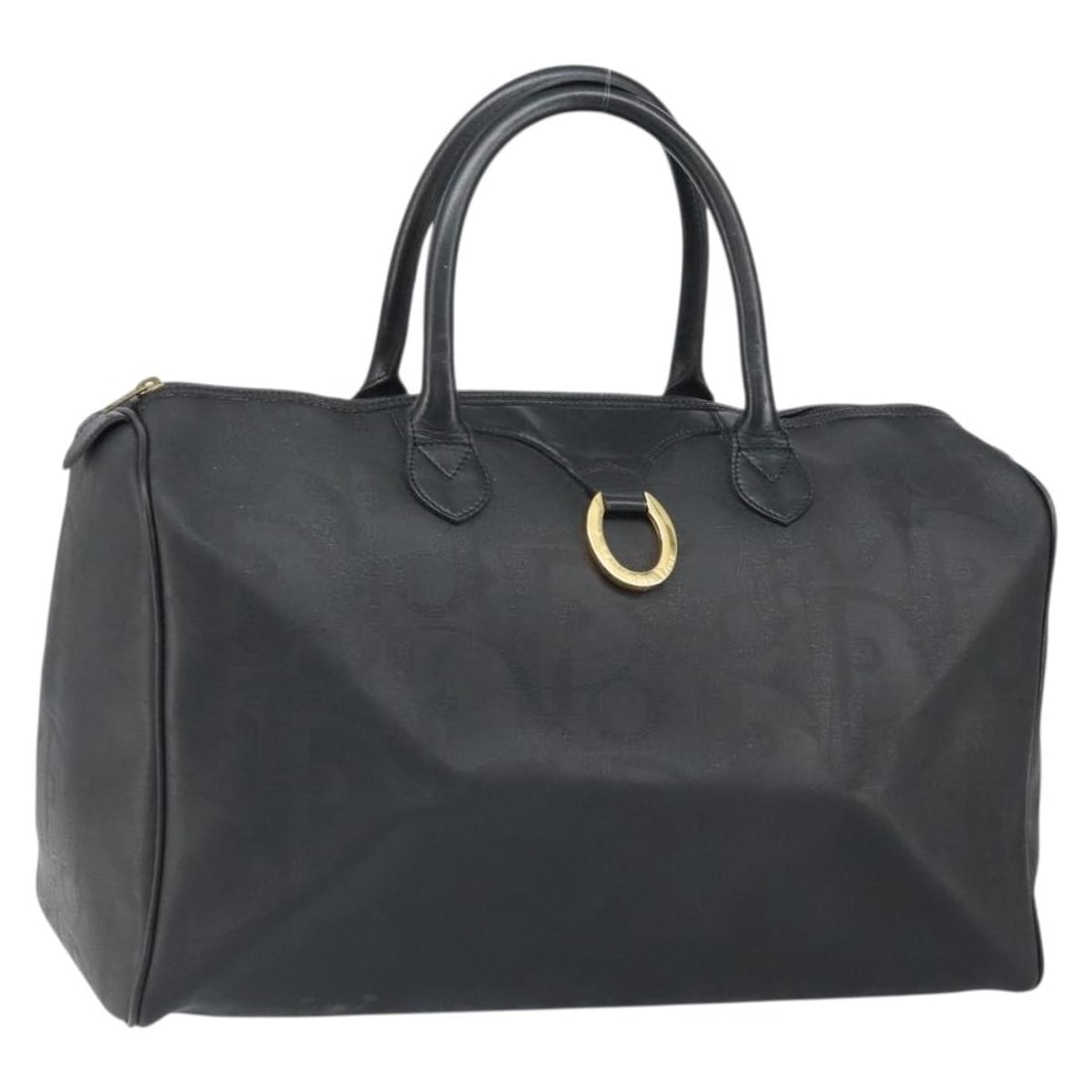 Black Gold PVC Leather Christian Dior Boston Bag Trotter Canvas: Black Gold PVC Leather Christian Dior Boston Bag Trotter Canvas This Christian Dior Boston bag features a black and gold Trotter canvas exterior with PVC leather accents. Made in France, it offers a s
