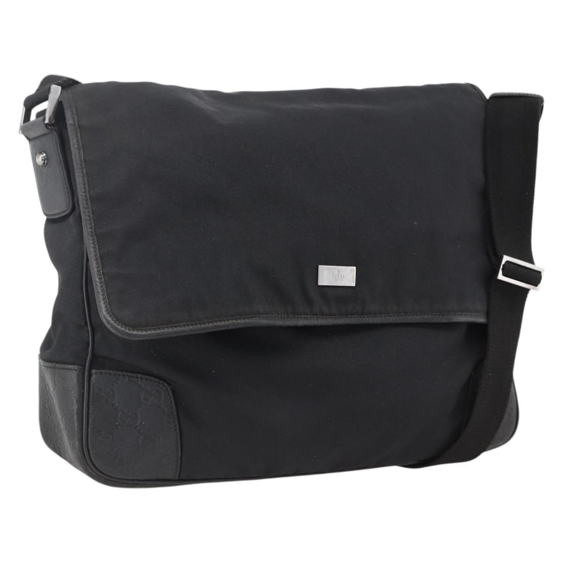 GUCCI 162410 Guccissima Canvas Shoulder Bag Black Silver: GUCCI 162410 Guccissima Canvas Shoulder Bag Black Silver Gucci Guccissima shoulder bag in black and silver canvas, made in Italy. This women's shoulder bag features a strap drop of approximately 13.8 