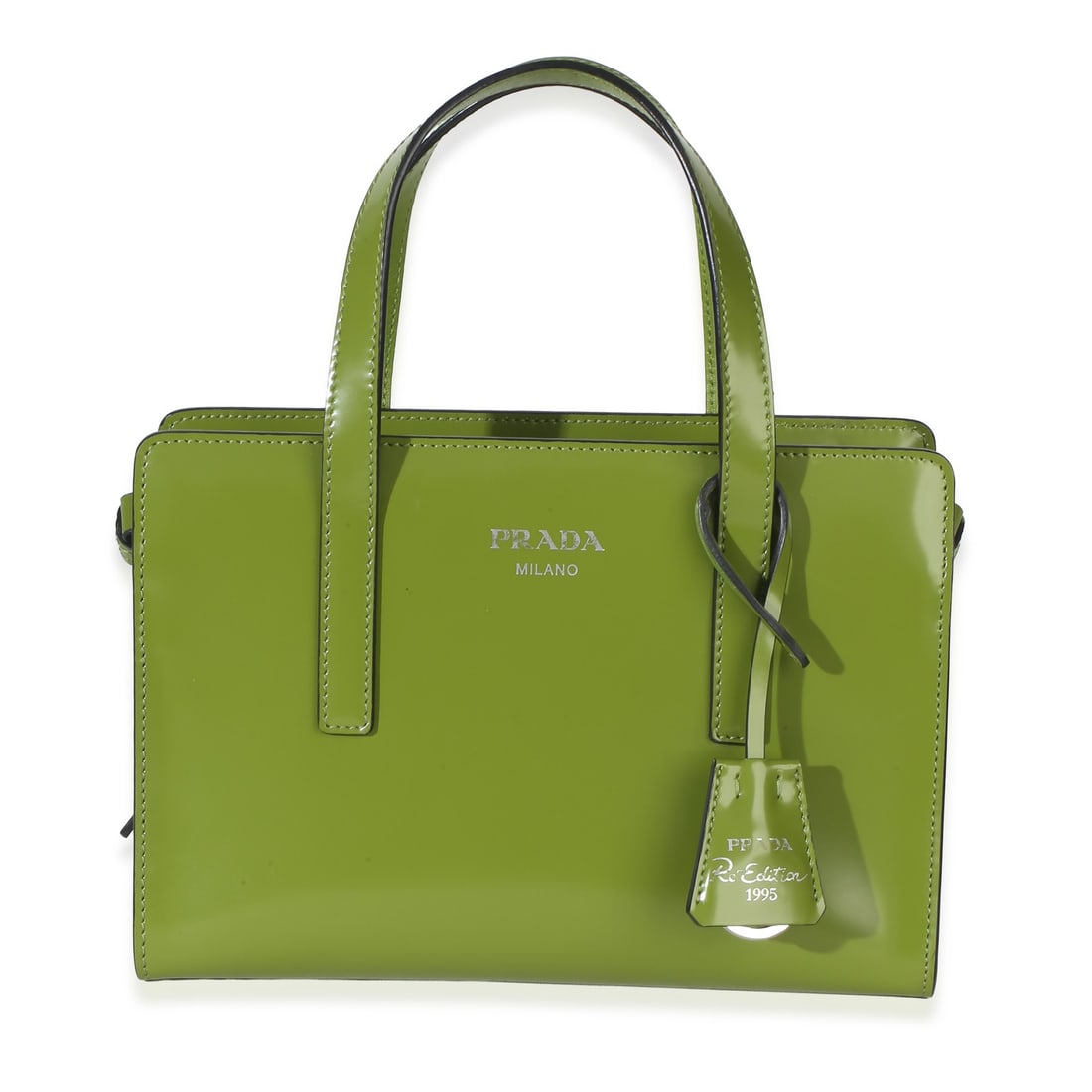 Prada Mini Re-Edition 1995 Mini Patent Leather Handbag Green (1 of 9)