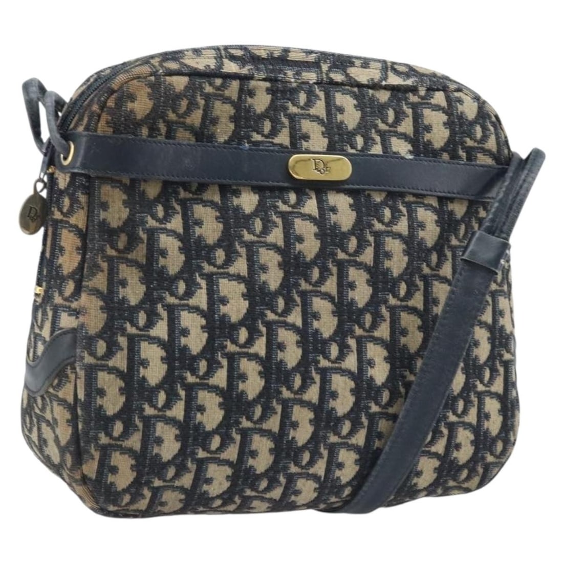 Christian Dior Navy Gold Trotter Canvas France Shoulder Bag: Christian Dior Navy Gold Trotter Canvas France Shoulder Bag This Christian Dior shoulder bag features the iconic Trotter canvas in navy and gold tones. Designed for women, it offers a classic silhouet