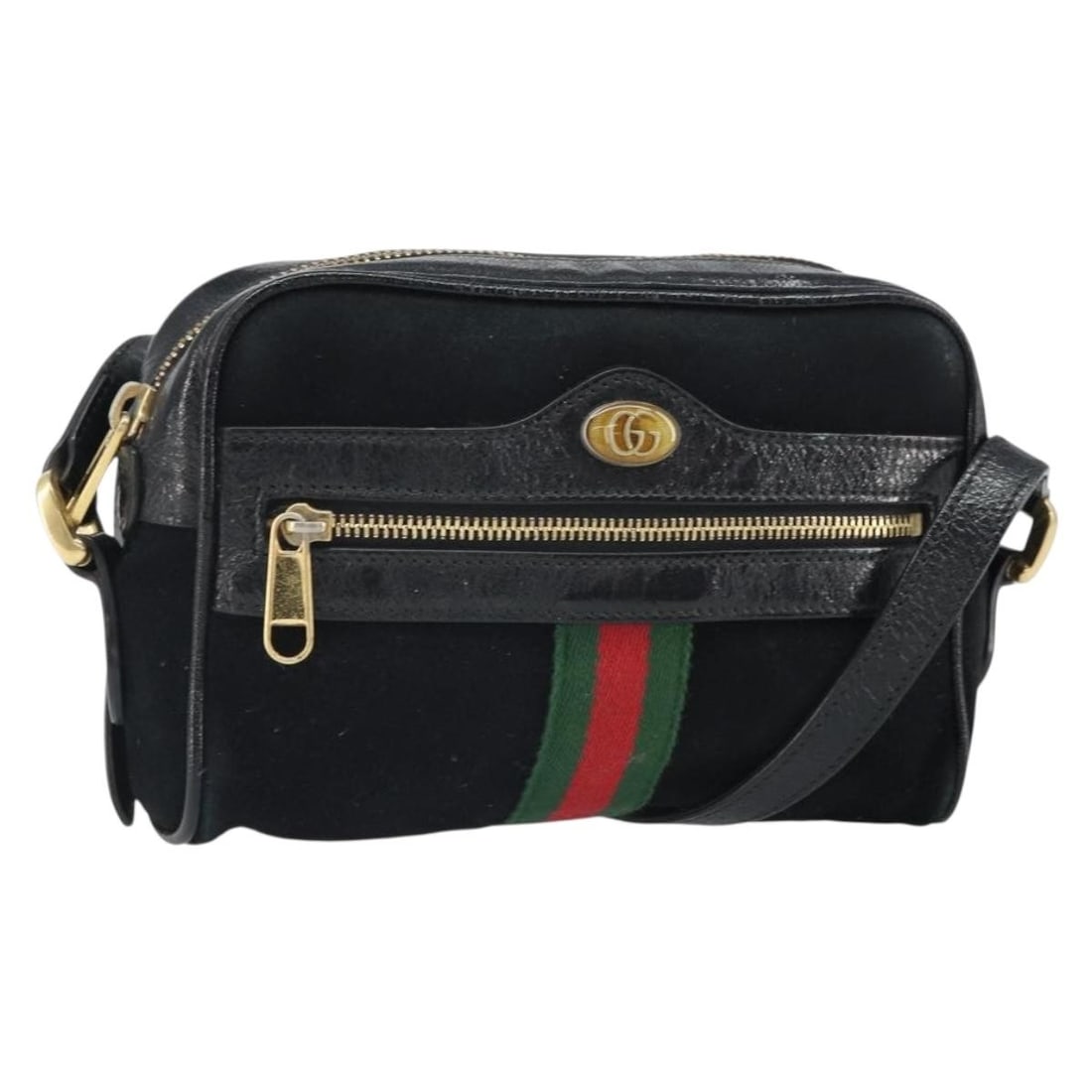 Gucci GG Marmont Sherry Line Black Suede Shoulder Bag Gold Accents 517350: Gucci GG Marmont Sherry Line Black Suede Shoulder Bag Gold Accents 517350 This is a GUCCI GG Marmont Web Sherry Line shoulder bag, crafted from black suede with gold-tone accents. Designed for women, 