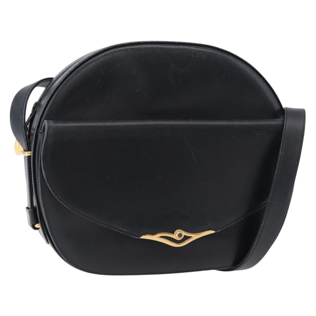 Cartier Leather Shoulder Purse Navy with Gold Tone (1 of 18)