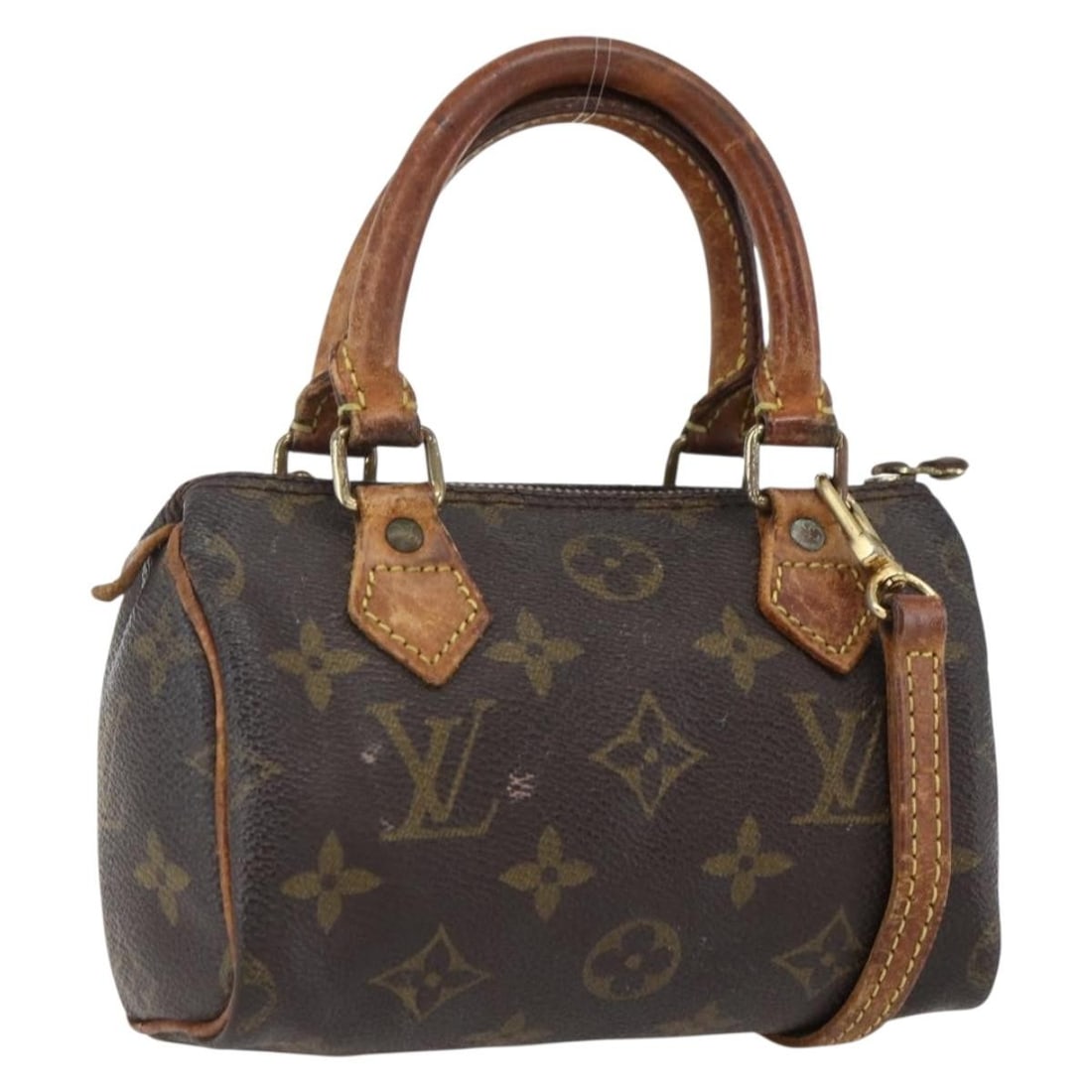 Louis Vuitton M41534 Mini Speedy Monogram Canvas Handbag with Strap: Louis Vuitton M41534 Mini Speedy Monogram Canvas Handbag with Strap Louis Vuitton Monogram Mini Speedy handbag in Monogram canvas. This women's bag includes a shoulder strap and was made in France. Co