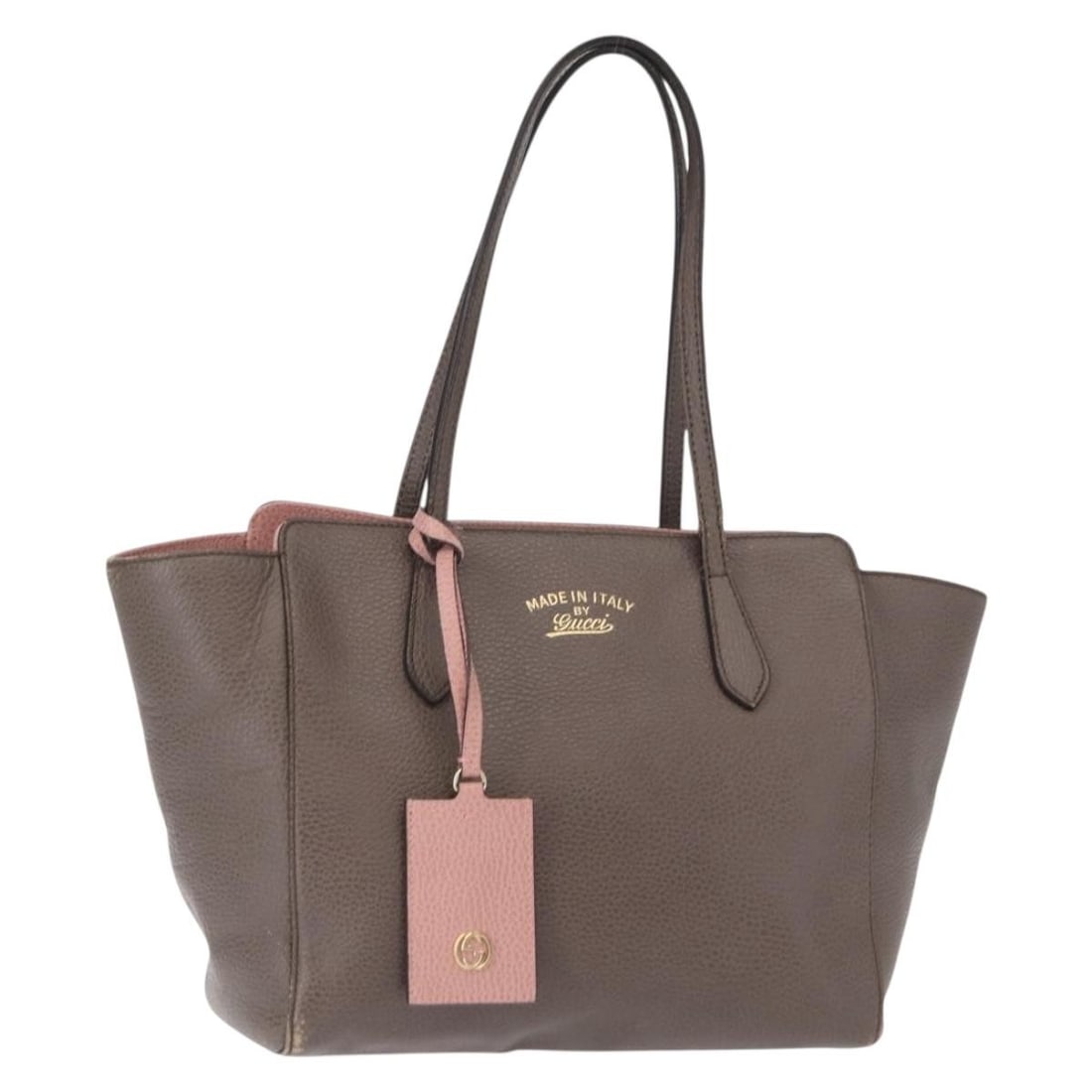 GUCCI Swing Tote Bag Leather Gray Gold 354408 Auth Italy (1 of 18)