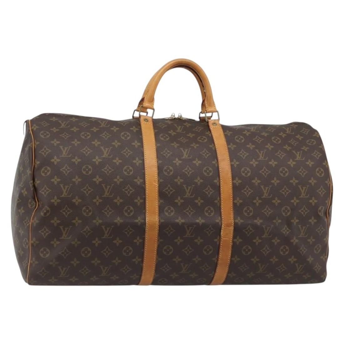 Louis Vuitton M41422 Keepall 60 Monogram Canvas Boston Bag: Louis Vuitton M41422 Keepall 60 Monogram Canvas Boston Bag Louis Vuitton Keepall 60 Boston Bag in Monogram Canvas, made in France. The bag is identified as style M41422 and is designed for women. It i