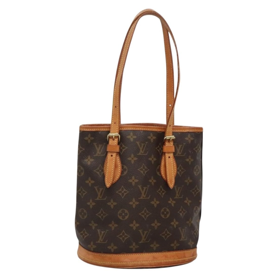 Louis Vuitton M42238 Bucket PM Monogram Canvas Shoulder Bag: Louis Vuitton M42238 Bucket PM Monogram Canvas Shoulder Bag Louis Vuitton Monogram Bucket PM shoulder bag in Monogram canvas, made in France. This women's shoulder bag includes only the item shown; it