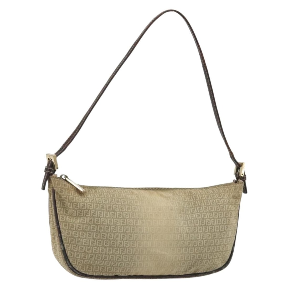Fendi Zucchino Canvas Handbag Pouch Beige Gold Tone Italy: Fendi Zucchino Canvas Handbag Pouch Beige Gold Tone Italy Fendi Zucchino Canvas Hand Pouch in beige and gold, made in Italy. This hand bag is crafted from Zucchino canvas and features a handle drop of
