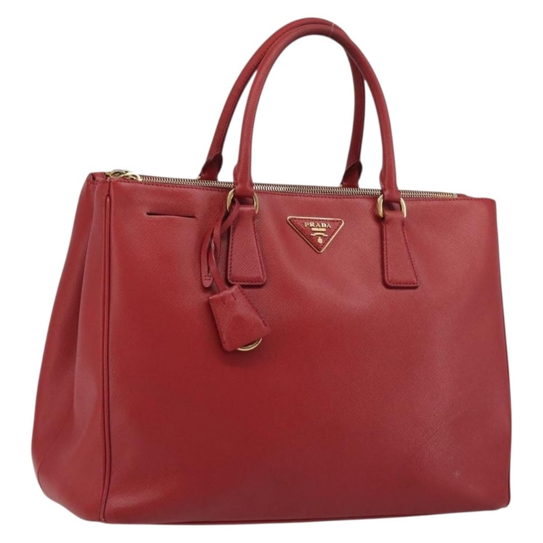 Prada Saffiano Leather Hand Bag Red with Clochette Card (1 of 18)