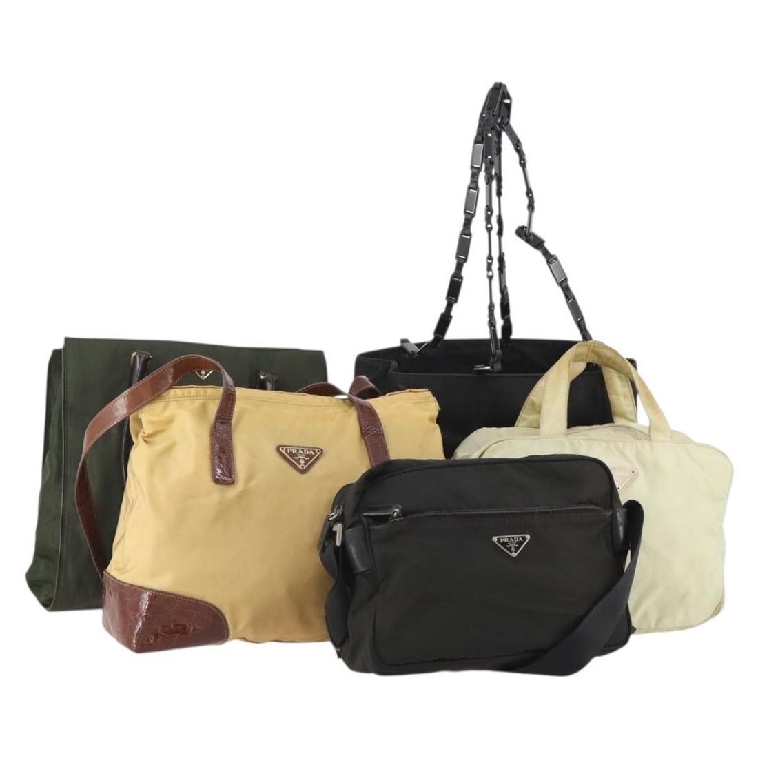 Set of 5 Prada nylon shoulder bags beige black green (1 of 18)