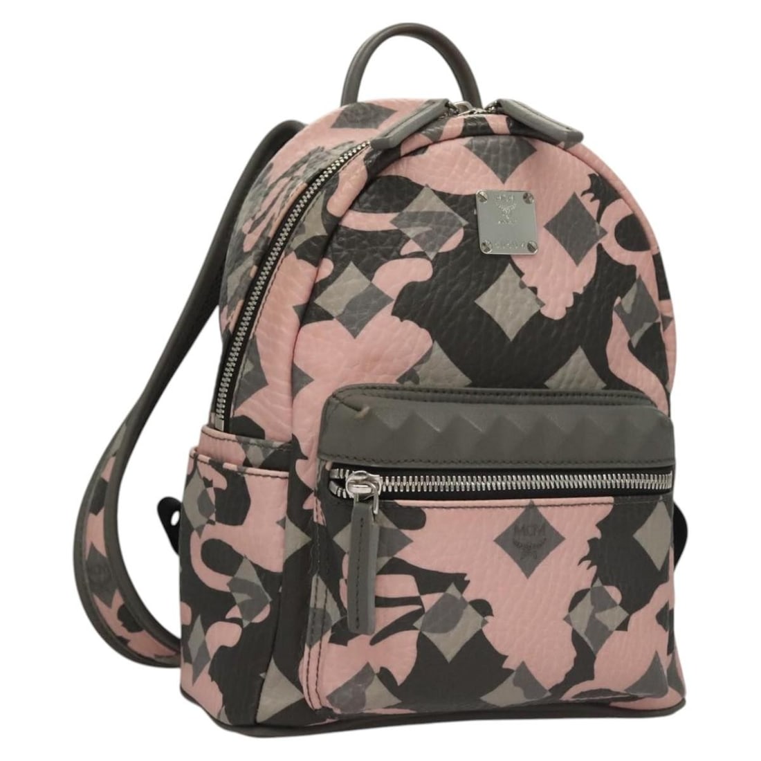 Pink MCM Logogram PVC Leather Backpack with Silver Accents (1 of 18)